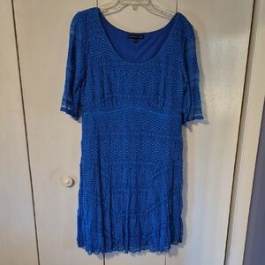 Chris MCLaughlin Sz 16 Blue Lace Dress